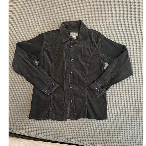 Woolrich | Woolrich Womens Black Corduroy Outdoorsy Button Down Shirt - Picture 2 of 6